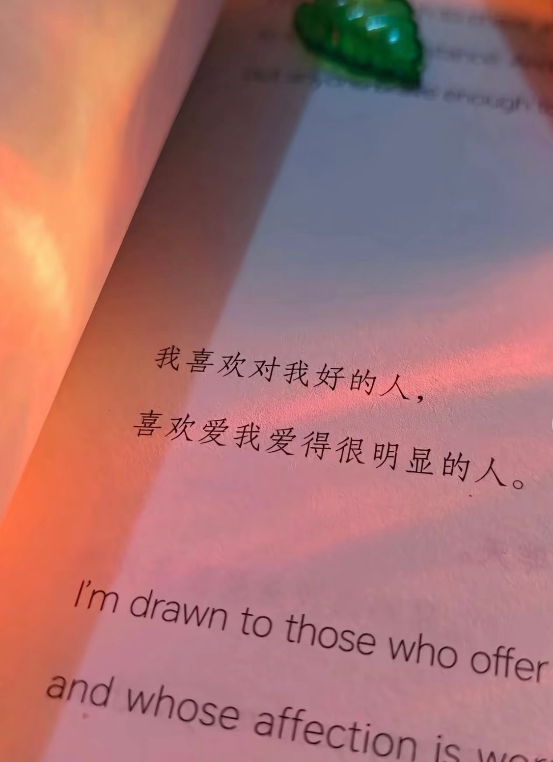 我喜欢对我好的人，喜欢爱我爱得很明显的人。 