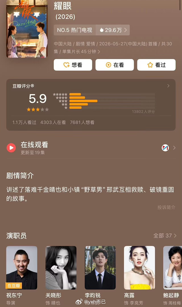 耀眼豆瓣分才5.9 低了吧
