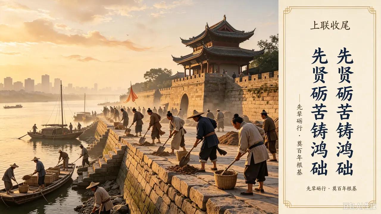 立志图：先贤励苦铸鸿础，吾辈今日当更强。