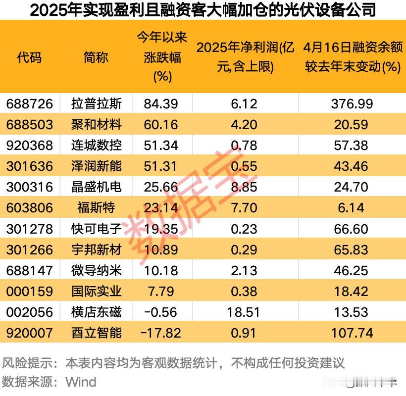2025年实现盈利且融资客大幅加仓的光伏设备股！