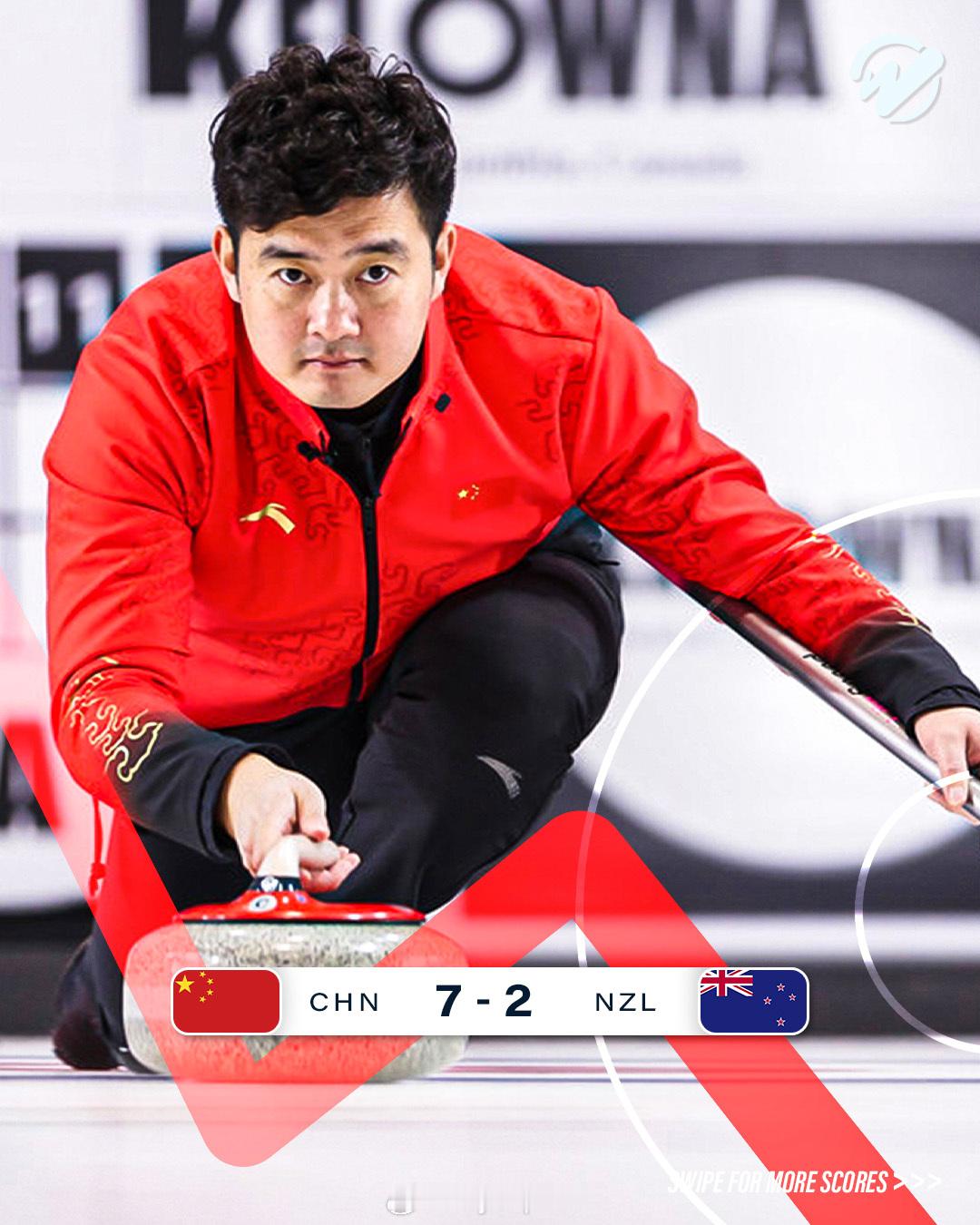 【冰壶奥运落选赛中国男队7-2大胜新西兰 四连胜继续领跑】国际体坛战报速递 12