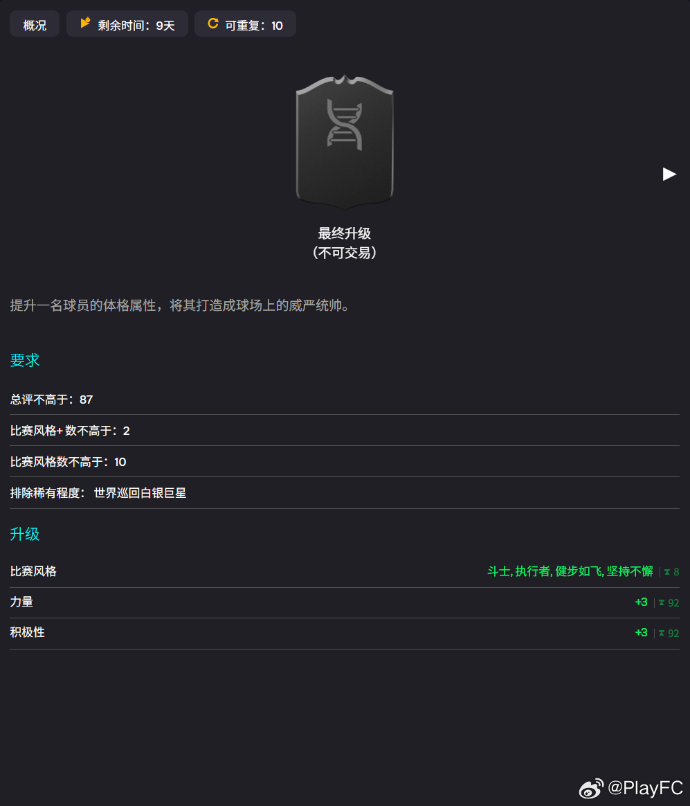 3月31日【新增进化】共 1 个1. 力量增强｜免费｜可重复9次FC26