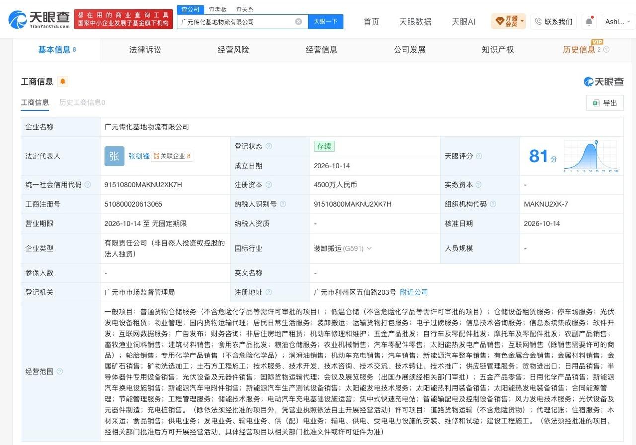 传化智联旗下4500万成立物流公司
传化智联此前拟分立12家公路港公司
天眼查A