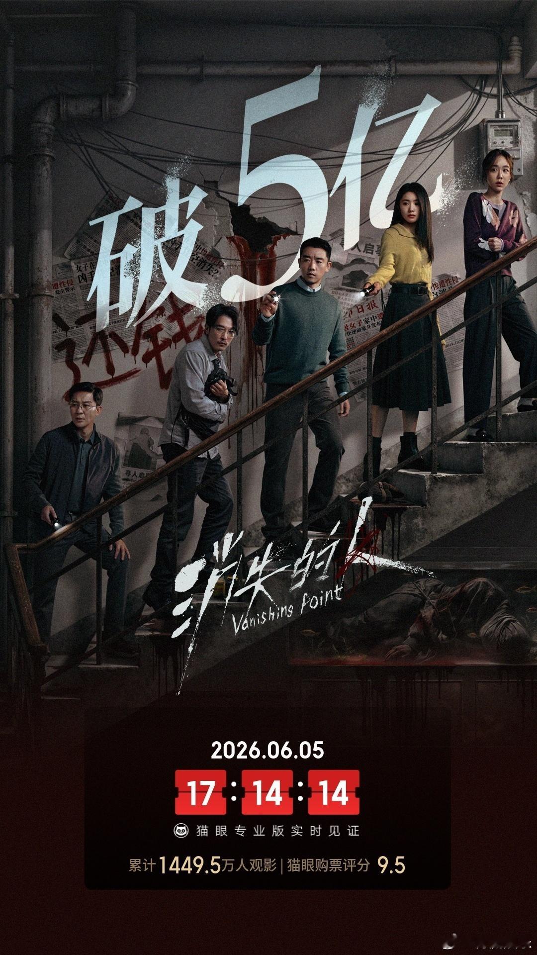 消失的人总票房破5亿    据猫眼专业版数据，电影《消失的人》历时35天，累计票