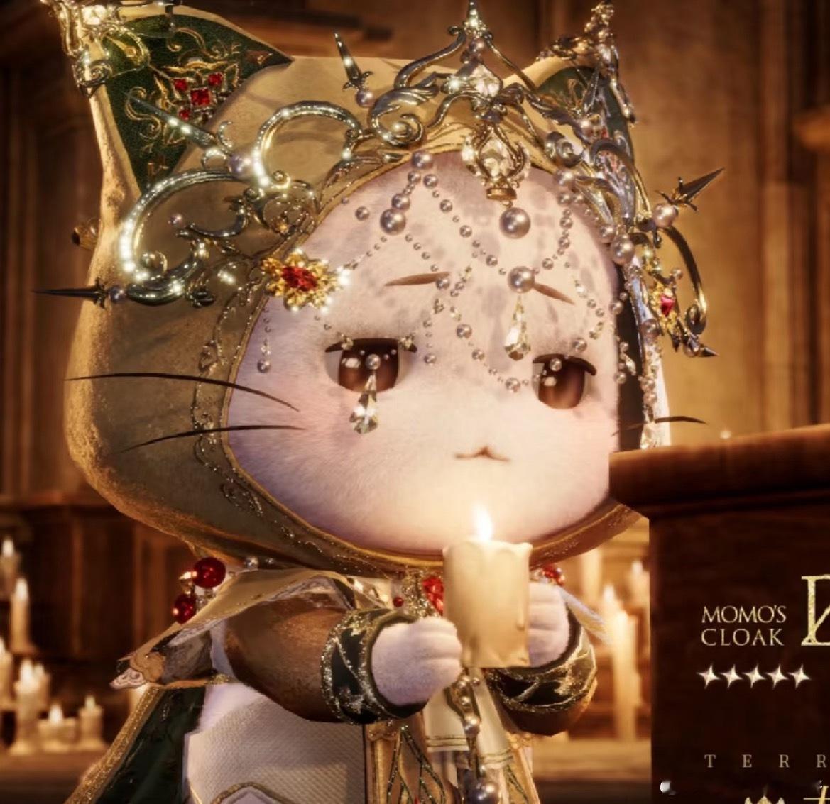 大喵这套衣服，多出的那个宝石就像是眼泪一样！好忧郁的大喵啊