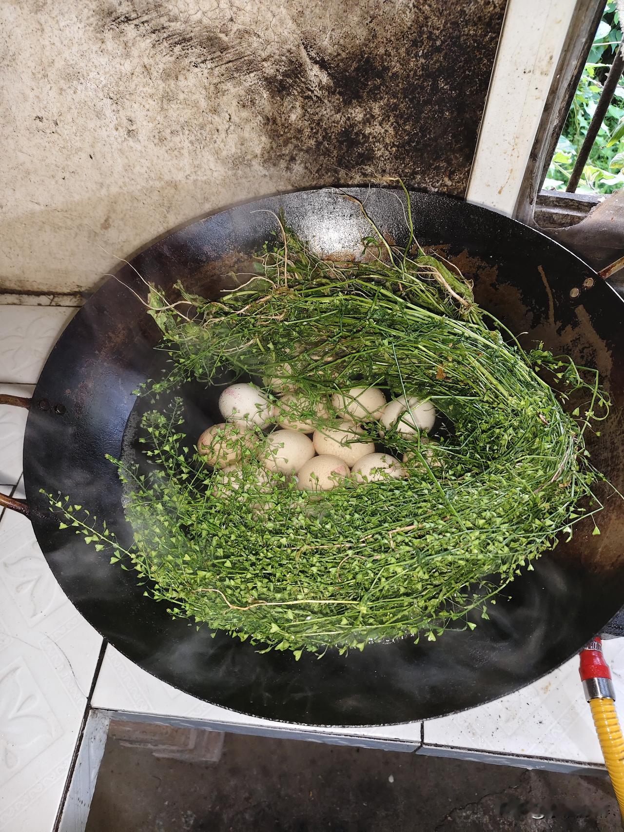农历3月初3上巳节，买地菜花（学名荠菜）煮鸡蛋。
据说可以提升阳气，固本培元，焕
