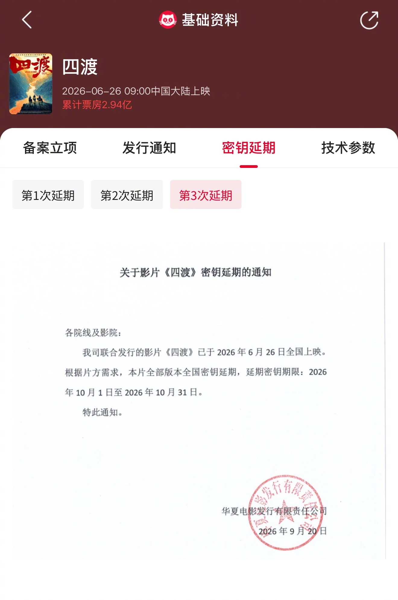 四渡延长上映至10月31日  电影《四渡》官宣第三次密钥延期，延长上映至10月3