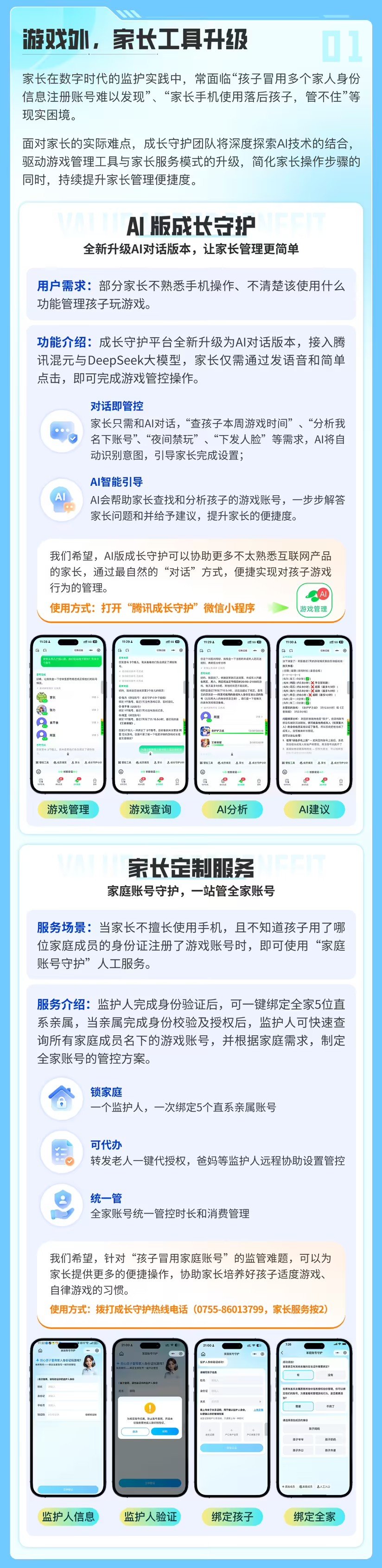 【腾讯游戏将开放全家管控入口，家长可对家庭成员名下账号进行统一管控】腾讯新增声纹