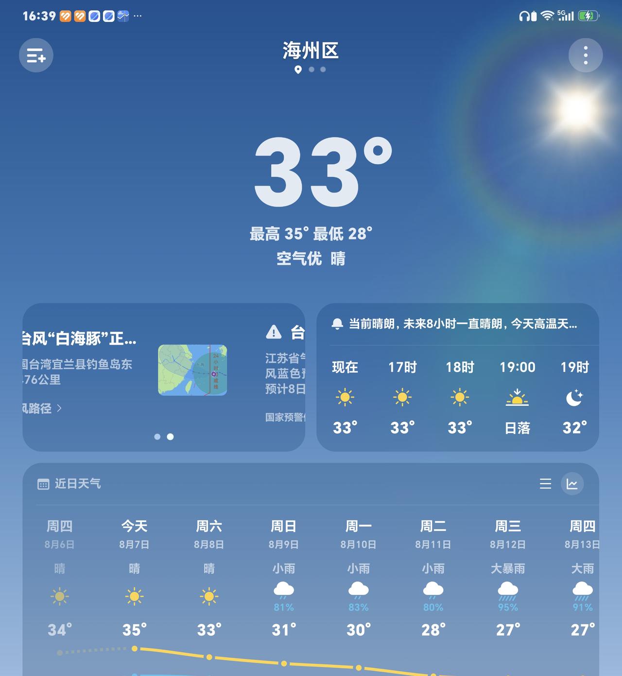 很奇怪了，连云港现在33度，最高温度35度。可我敢说，有谁敢在太阳底下静站两分钟