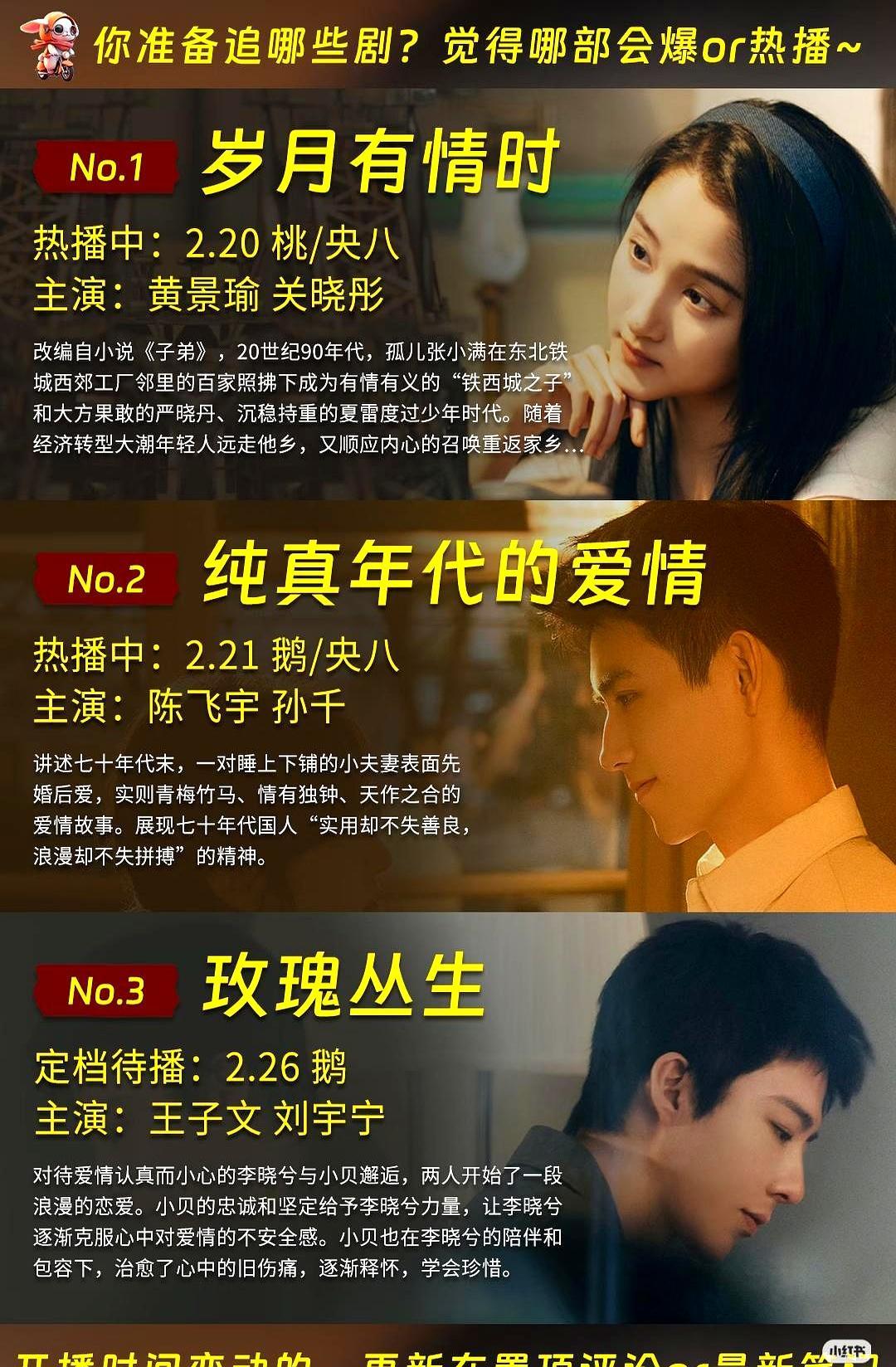 央视八套疯了，两部王炸年代剧，只隔了一天。
 
黄景瑜带着关晓彤，在东北工厂大院