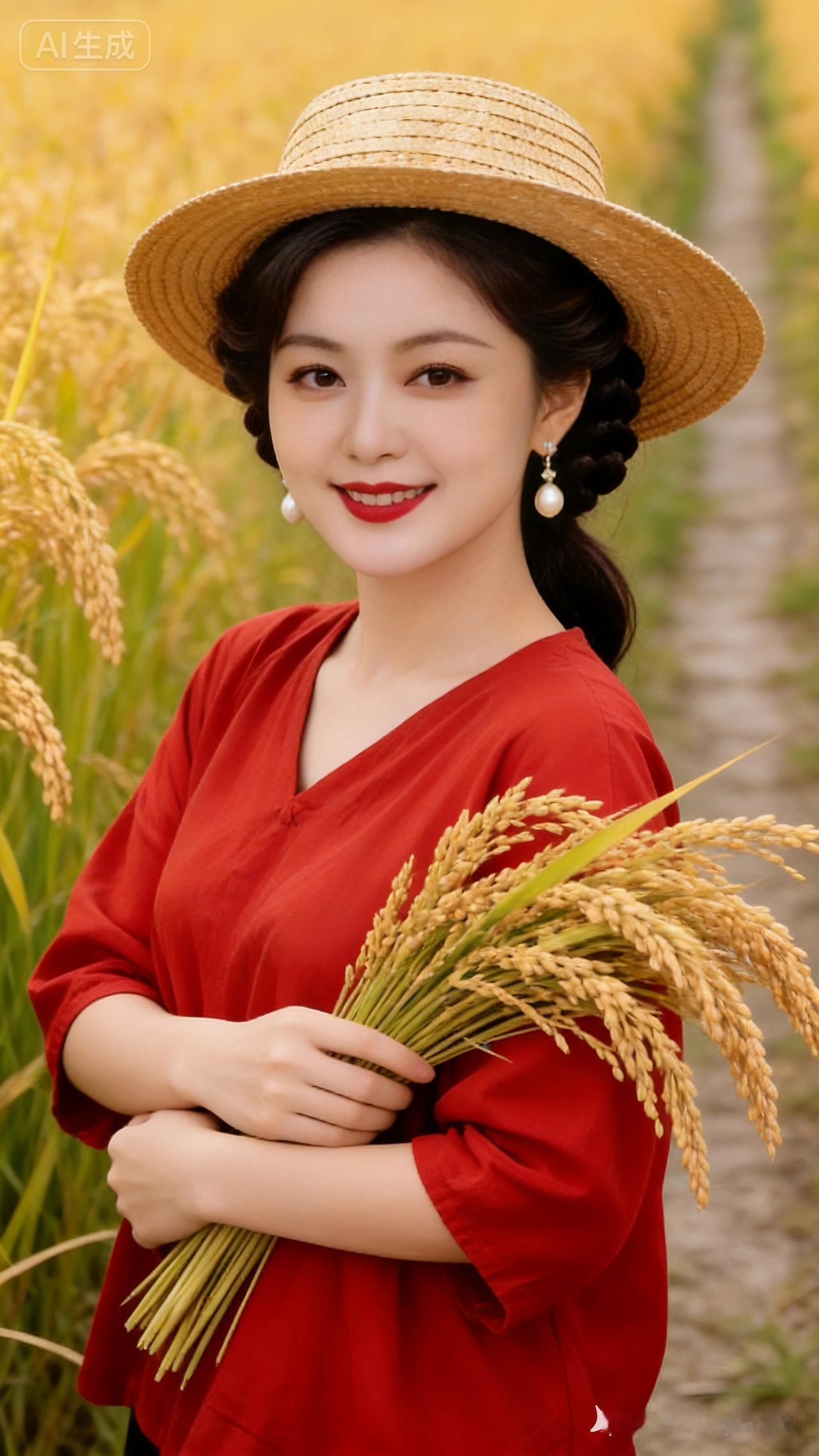 田园少女与稻田的浪漫邂逅🌾💐
