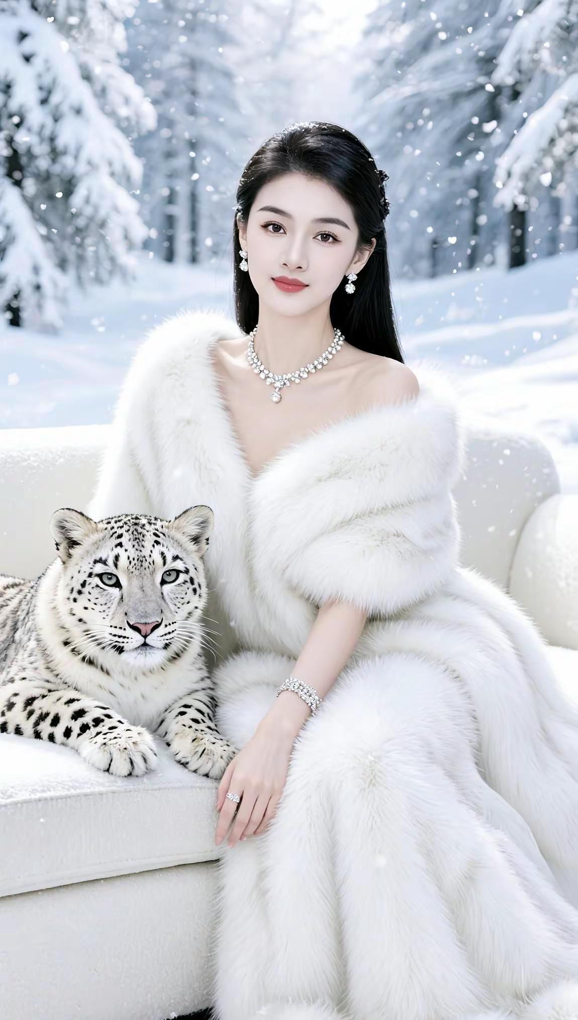 AI冬日贵气雪豹写真 ai写真 美出高级感 高级感穿搭 ai创作全新升级