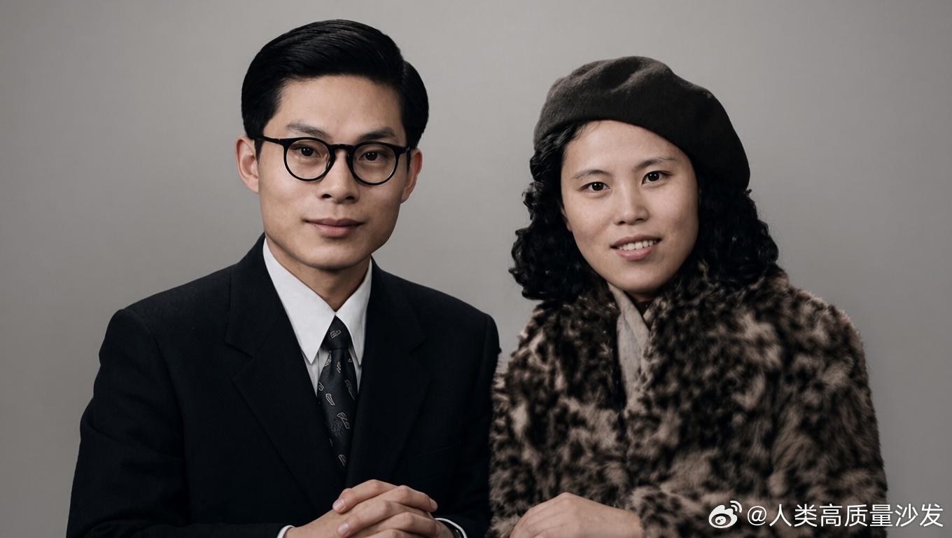 刚结婚时的他们（修复上色） 