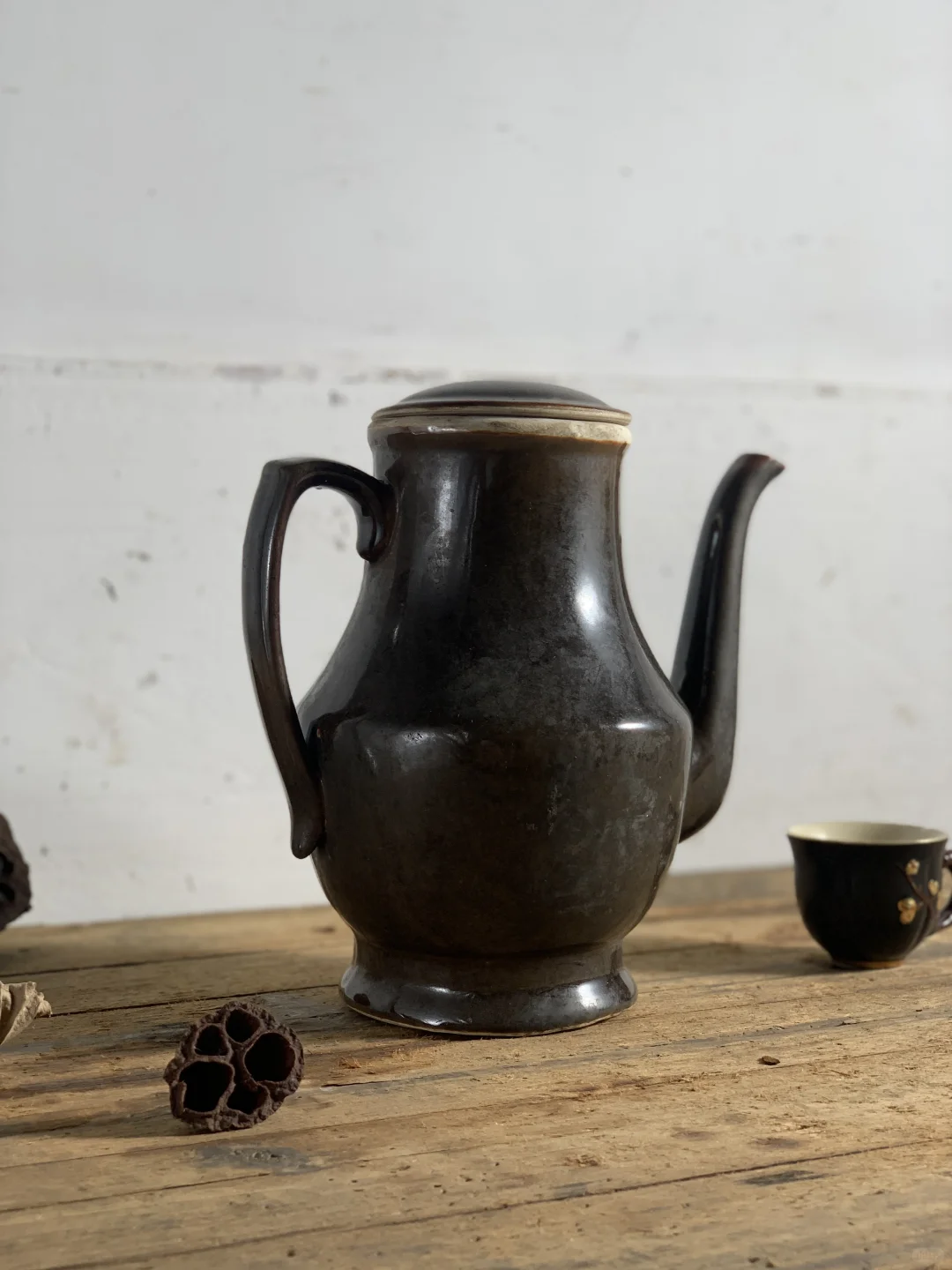 老酒壶，茶壶、柴烧陶壶，民宿茶室侘寂摆件。