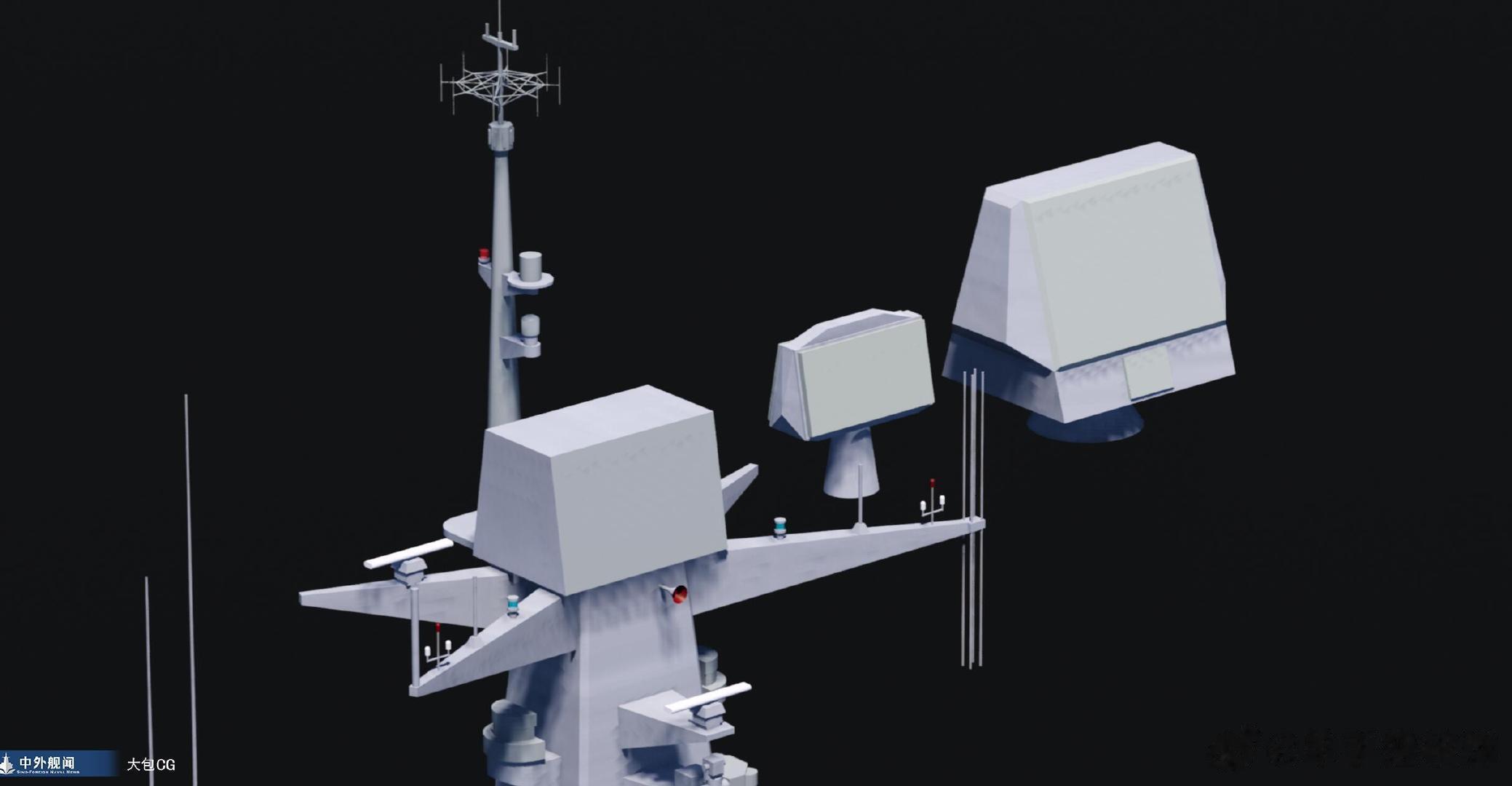 果然如此，新批次的052DL驱逐舰顶部桅杆的364换成了（X波段）双面相控阵快反