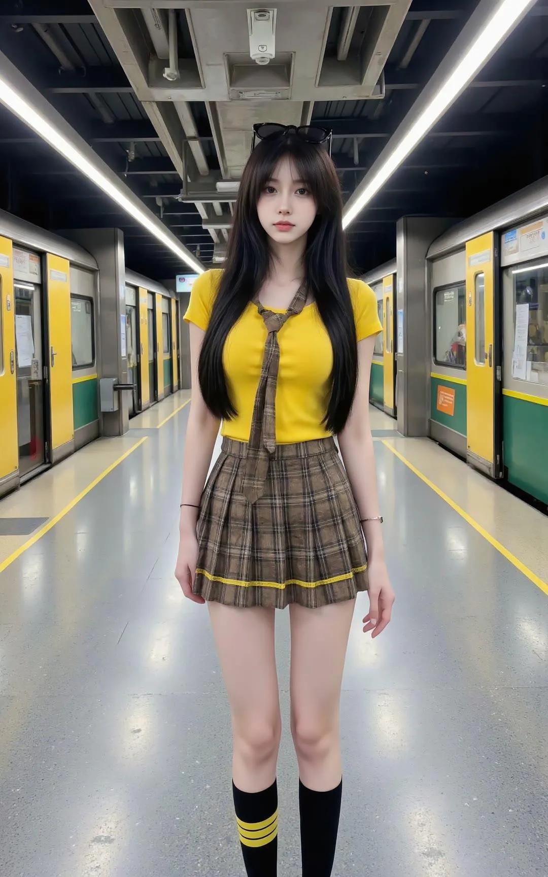 地铁里的青春少女