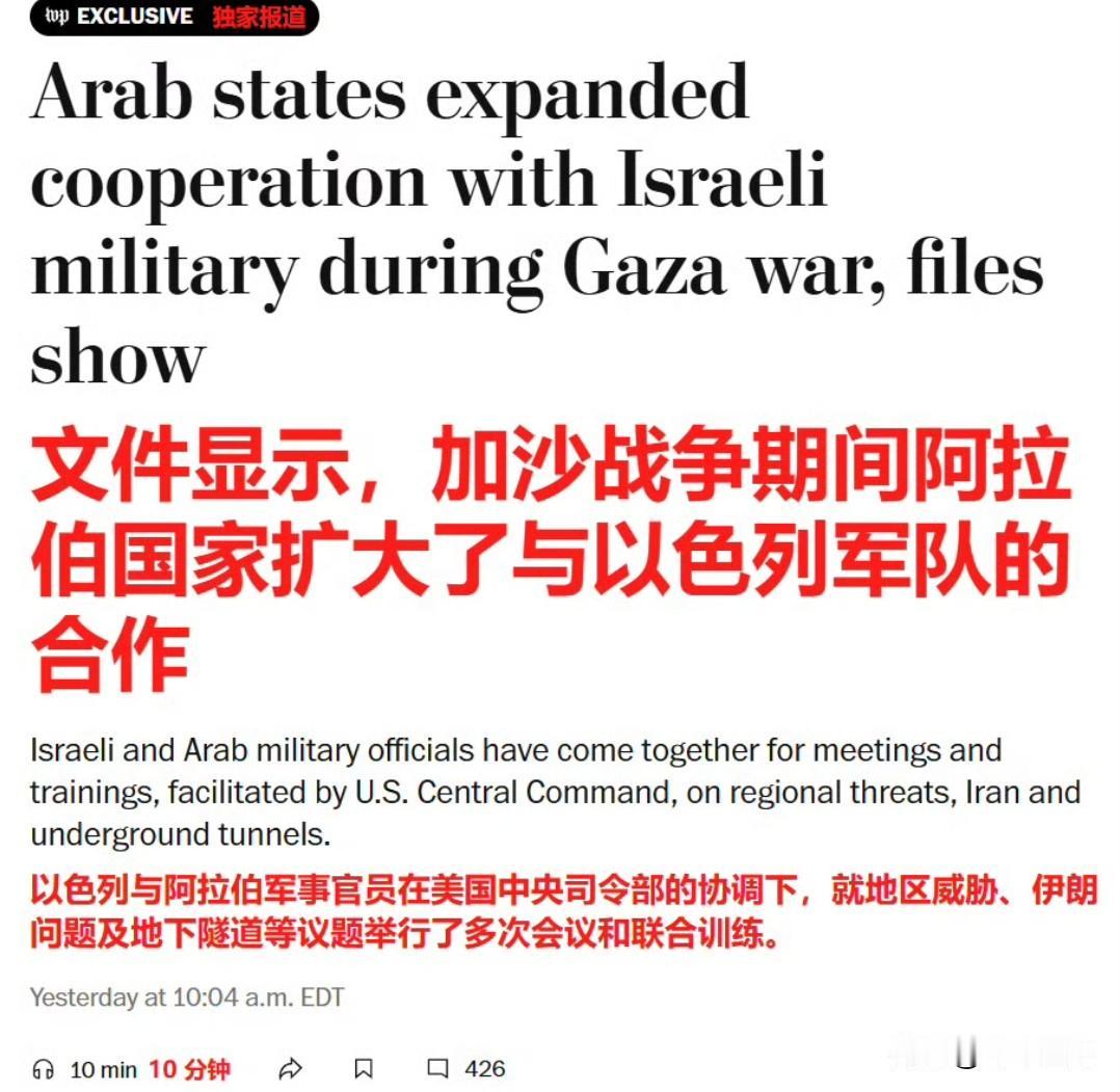 泄露的美国文件显示，尽管谴责以色列在加沙的战争，但包括卡塔尔、沙特阿拉伯、埃及、
