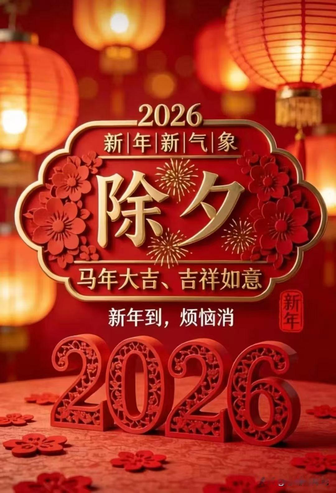 ²⁰²⁶除夕夜，去岁如意，今岁称心。
新岁添福，春满山河。
心无所求，喜福自来。