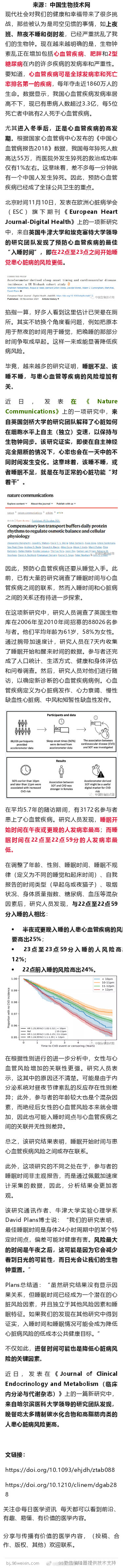 科学家确定“最佳入睡时间”段！睡早了，或睡太晚，都存在健康风险...发表在欧洲心