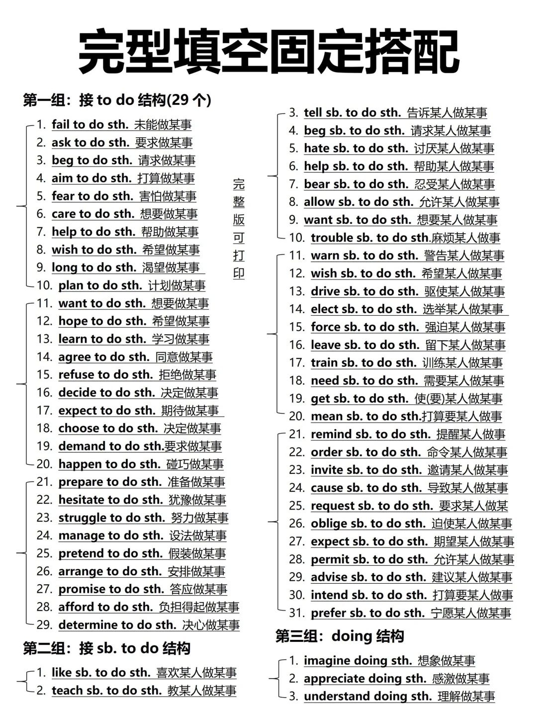 3天背完！完形填空固定搭配！考试闭眼选答案！