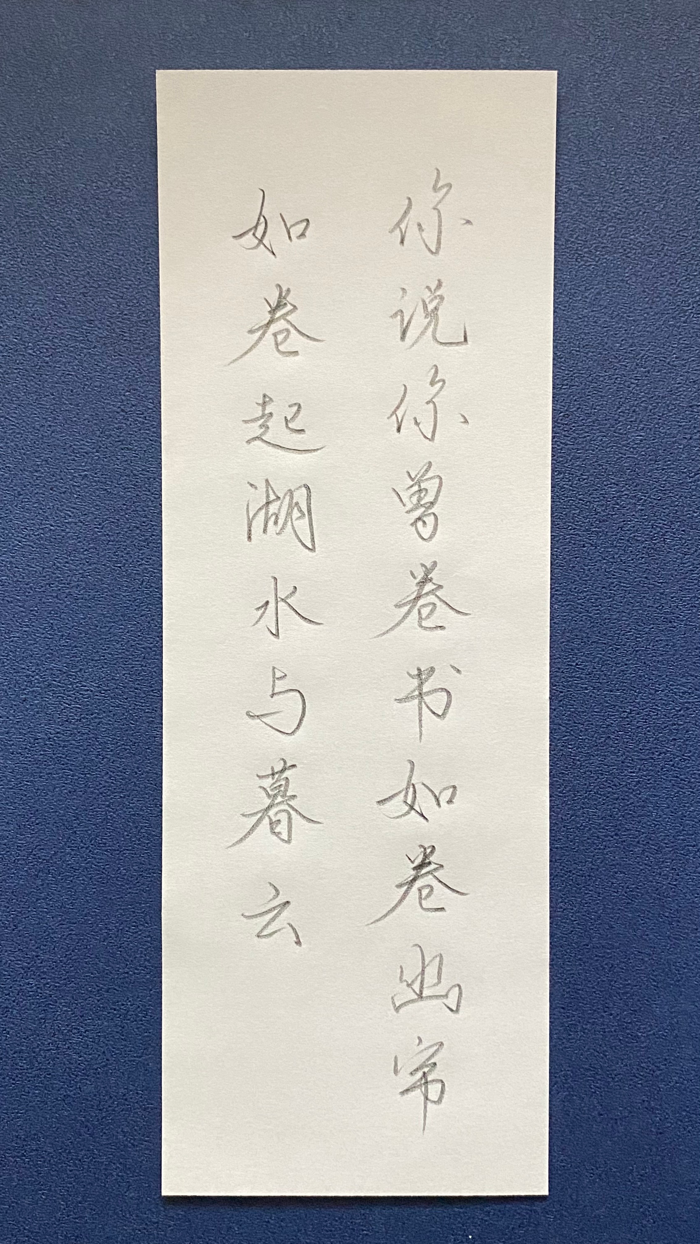 今日作业（2025.3.1）你说你曾卷书如卷幽帘，如卷起湖水与暮云。—杨佳娴《回