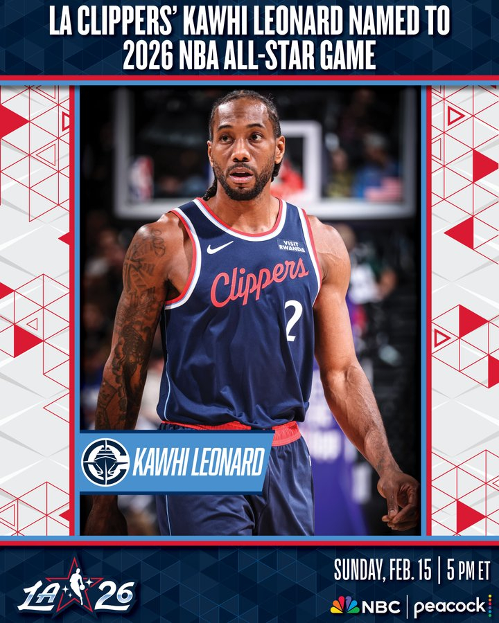 伦纳德递补进全明星2026nba全明星 恭喜小卡递补入选全明星！也意味着申京、哈