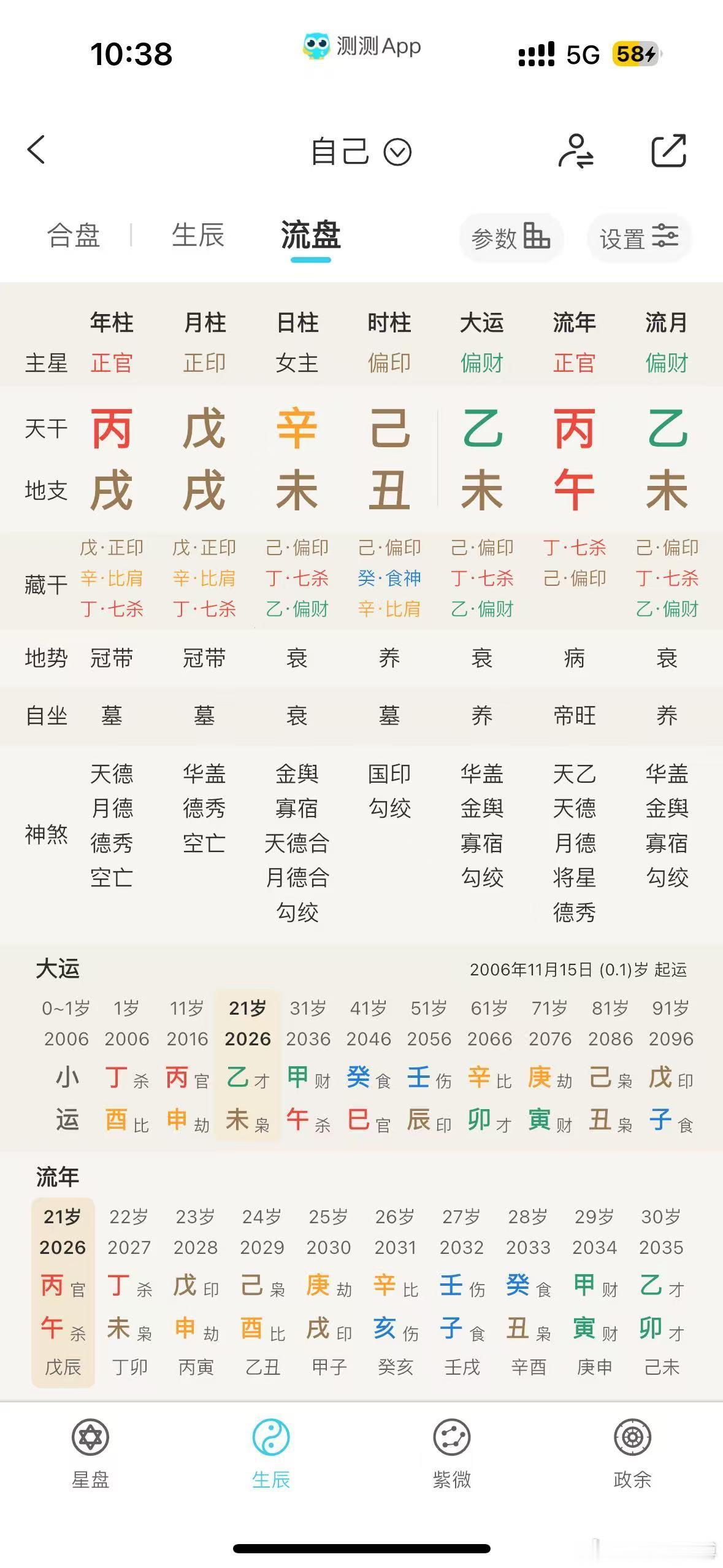 这女的她没有食伤将来靠什么赚钱？她自坐财库无人富，财库逢冲有大财。 