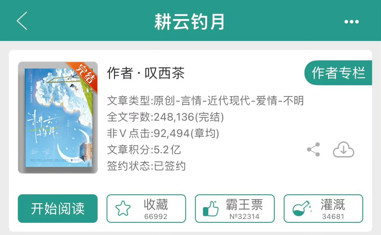小说推荐：《耕云钓月》 作者:叹西茶简评：娇俏漂亮老板娘vs温柔随性旅店老板，暧