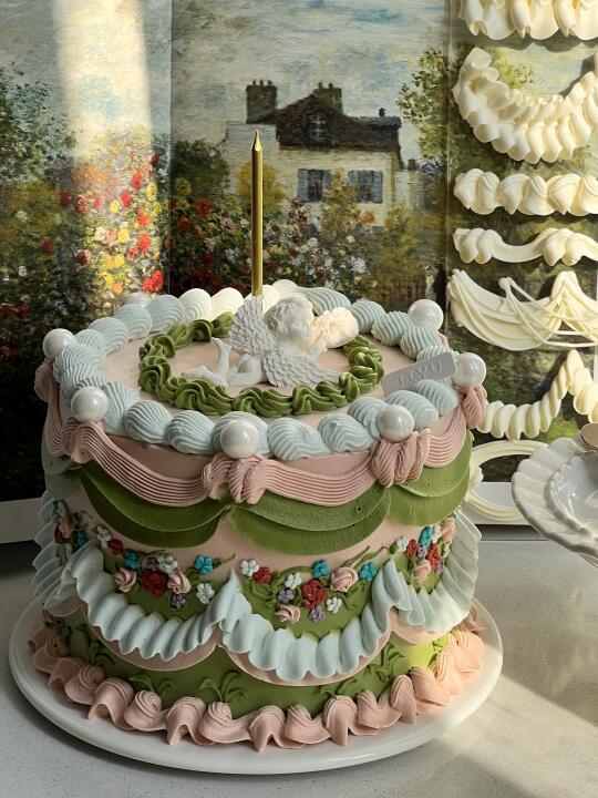 成都几鱼蛋糕｜刺绣复古裱花奶油蛋糕💚