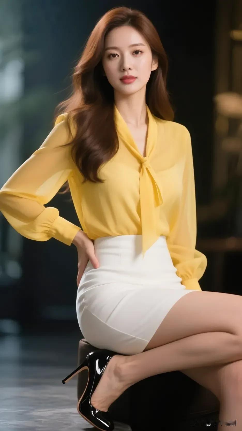 女人最美是气质还是最美的是善良?鹅黄衬得眉眼都亮，雪色裙摆裹着轻俏。发梢蜷着温柔