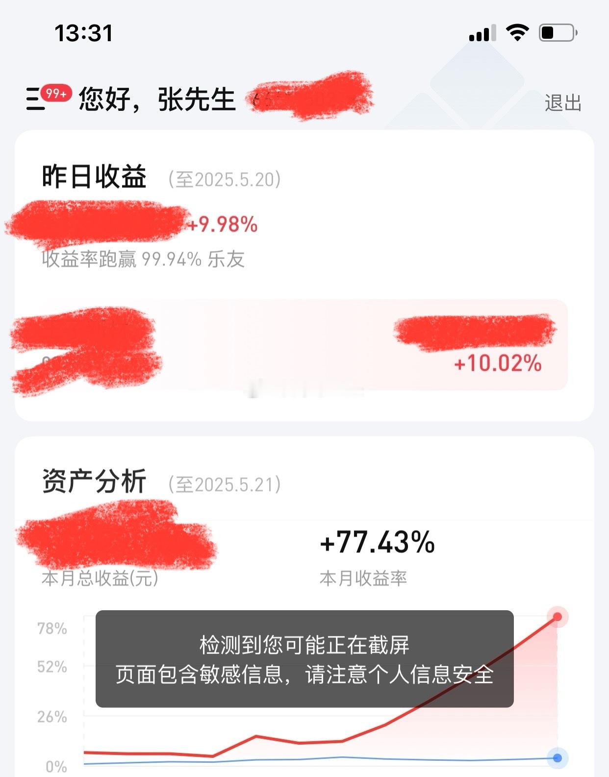 这个中长线的户，本月收益95%，快翻倍了…刚刚跌停，也是没把我洗出去！[嘻嘻] 