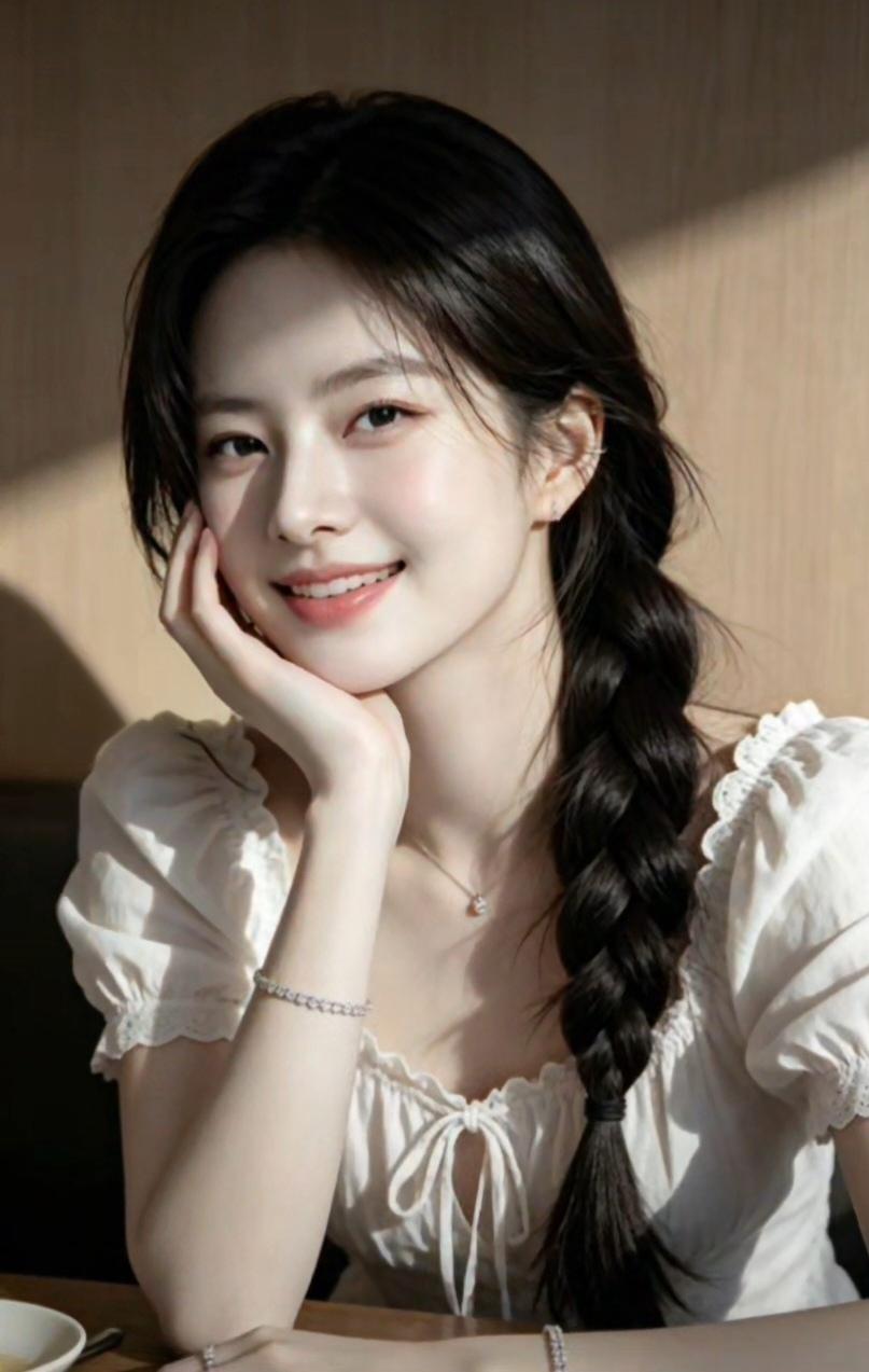 阳光下的甜美少女，微笑如春风