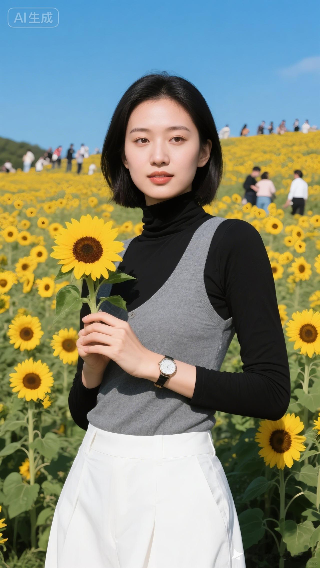 在向日葵田中，感受自然的美好与宁静。