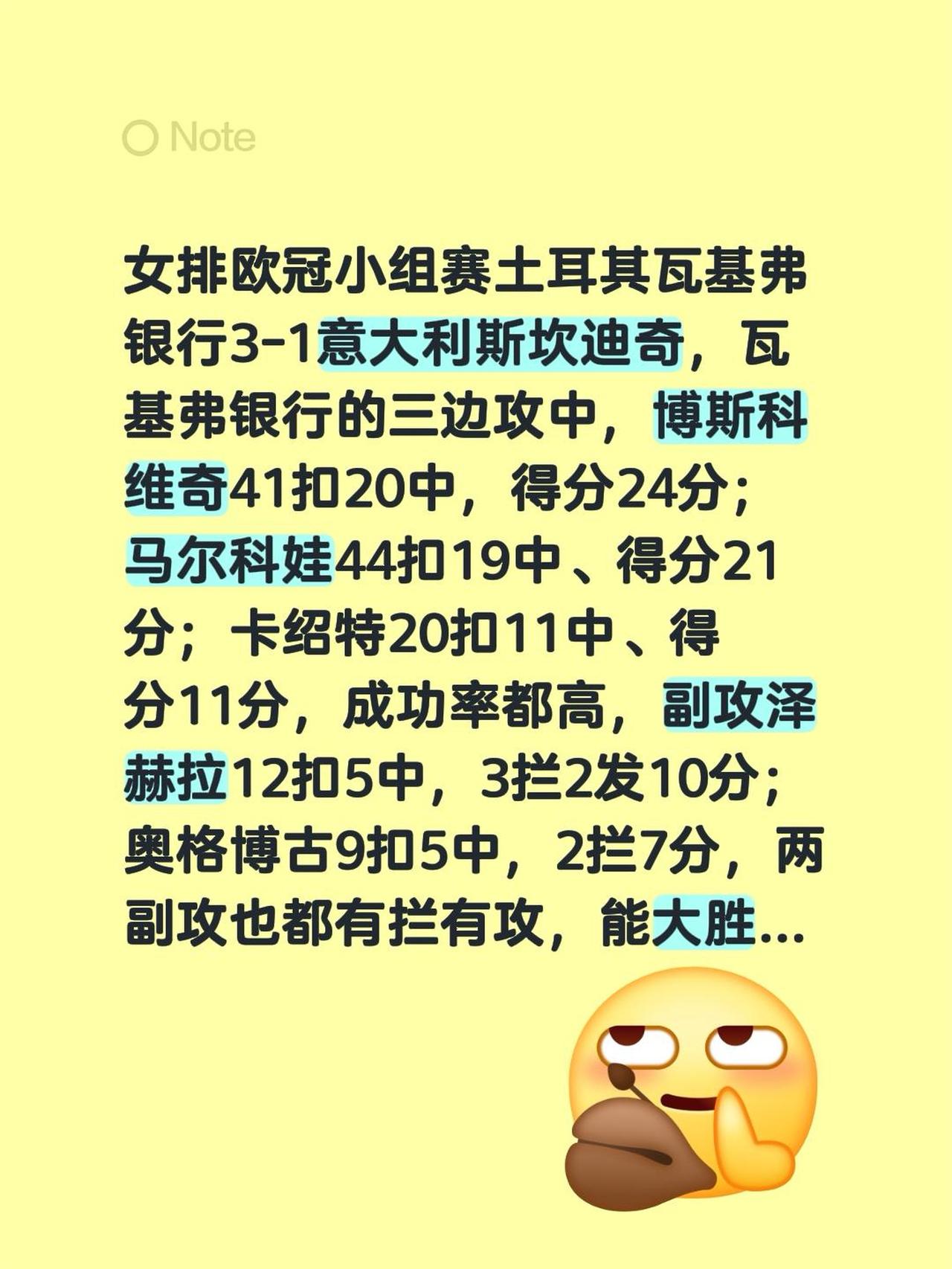 女排欧冠小组赛土耳其瓦基弗银行3-1意大利斯坎迪奇，瓦基弗银行的三边攻中，博斯科