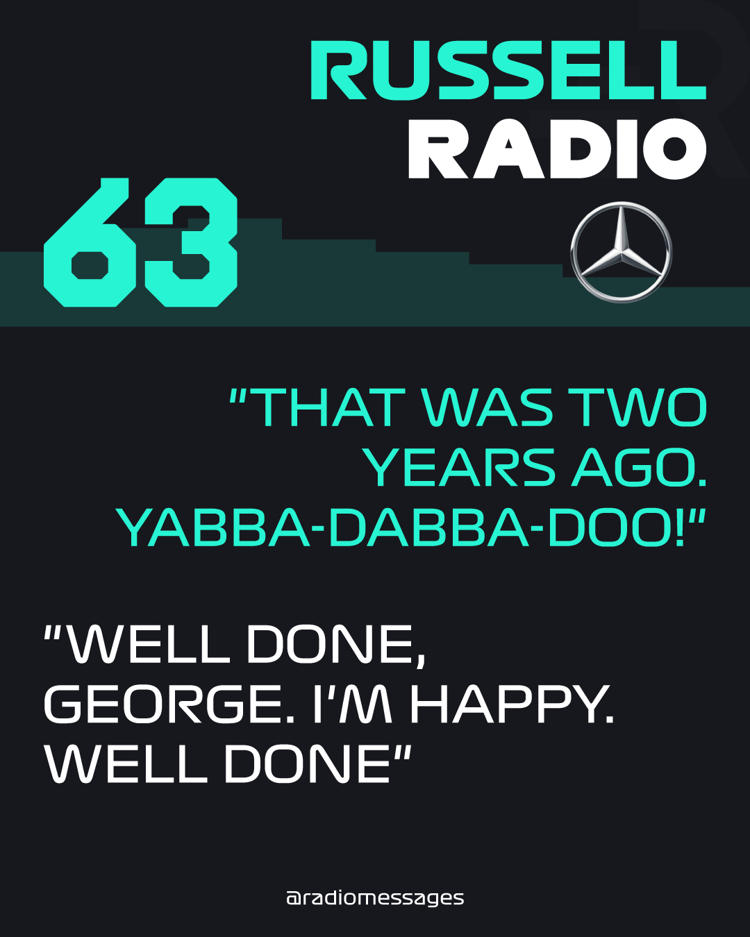再次恭喜拉塞尔，本赛季第二冠，太艰难了，今天的好运在他这边！Yabba-dabb