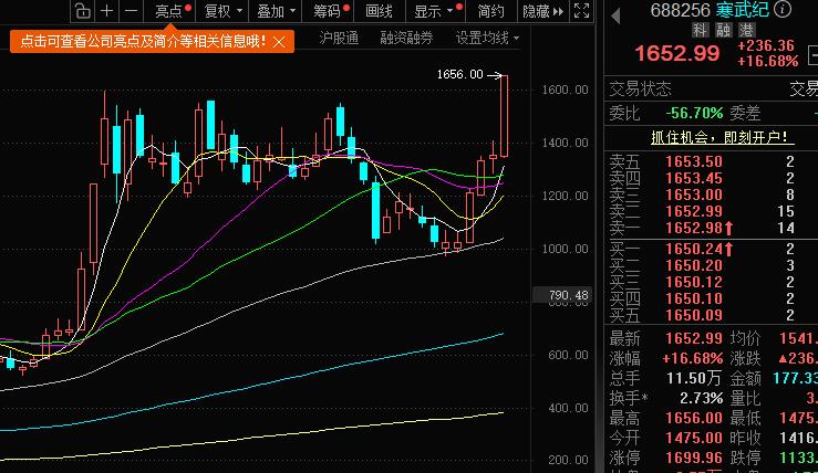 大涨16% 最新价1650元！创历史新高。总市值近7000亿元！


超级牛散“