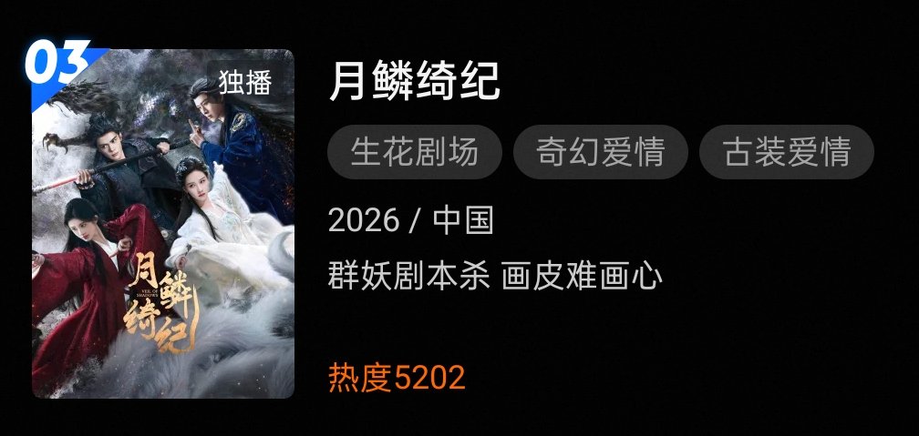 月鳞绮纪开播成绩月鳞绮纪首播成绩 鞠婧祎曾舜晞陈都灵田嘉瑞《月鳞绮纪》今天首播成