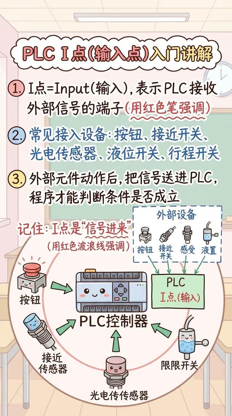PLC输入点I是什么？。1. I = Input，表示输入PLC的"I"代表In