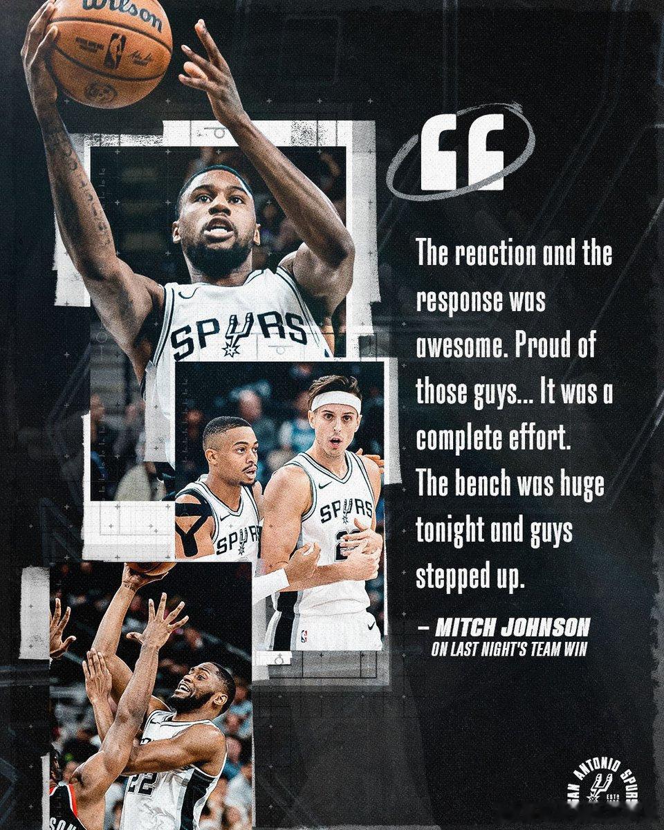 #圣安东尼奥马刺[超话]# ｜#GoSpursGo# 团队的胜利！ ​ cr：圣