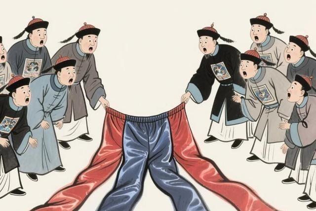 1782年，王亶望被抄家，当乾隆检查抄来的物品时，发现一件四条腿的裤子，上面绣满