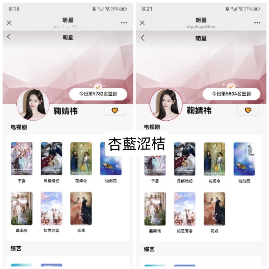 鞠婧祎姜黎非jjy鞠婧祎 7.1日姜黎非日常数据本博共计积分401、微博演员榜1