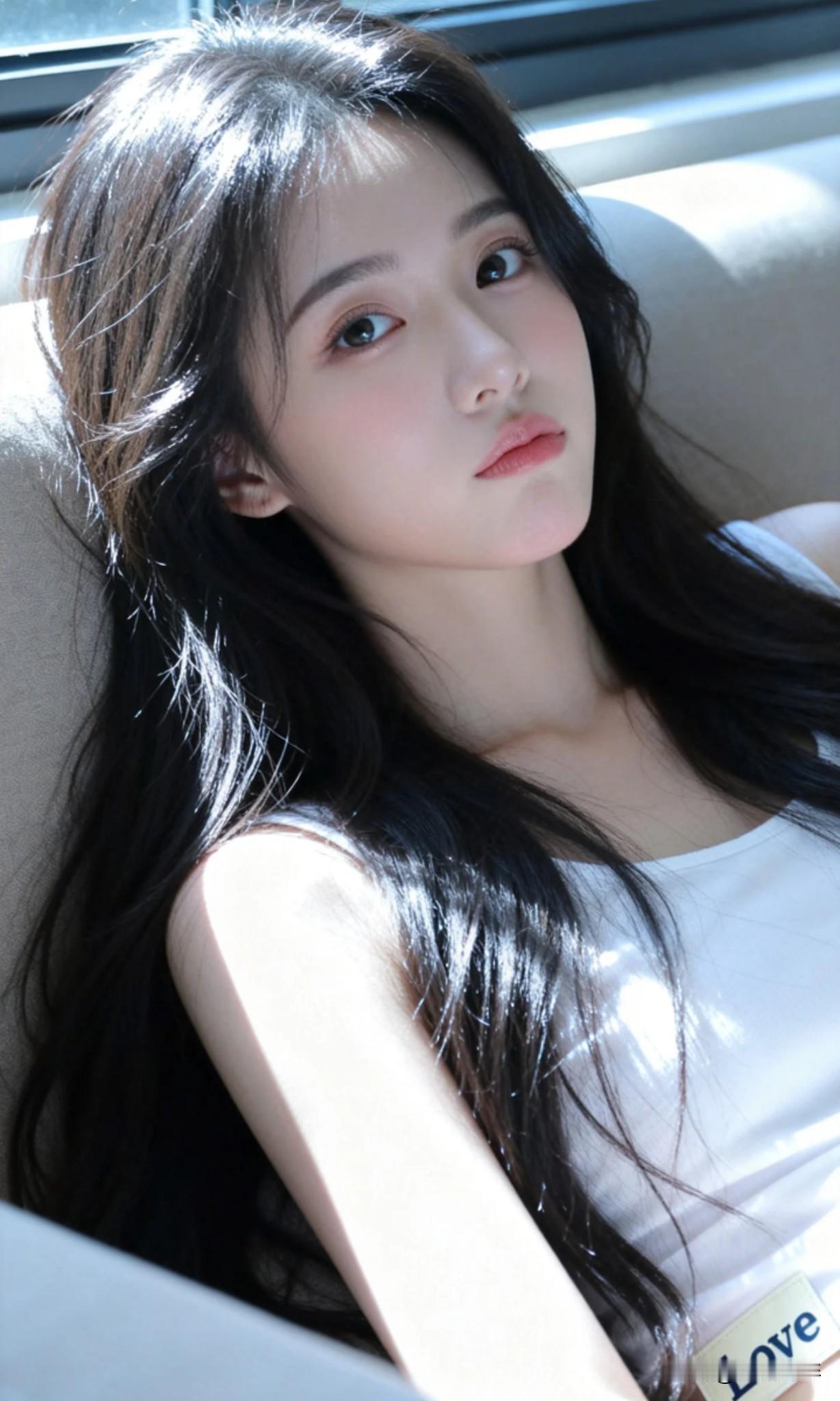 阳光洒进车窗，少女沉思的瞬间🌞✨太美了