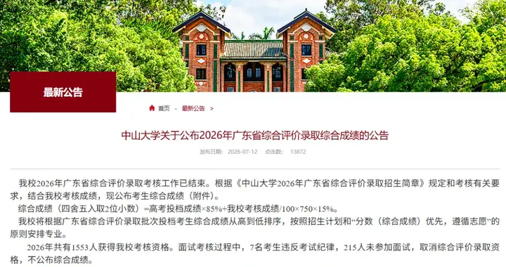 中山大学：222人，取消录取资格！