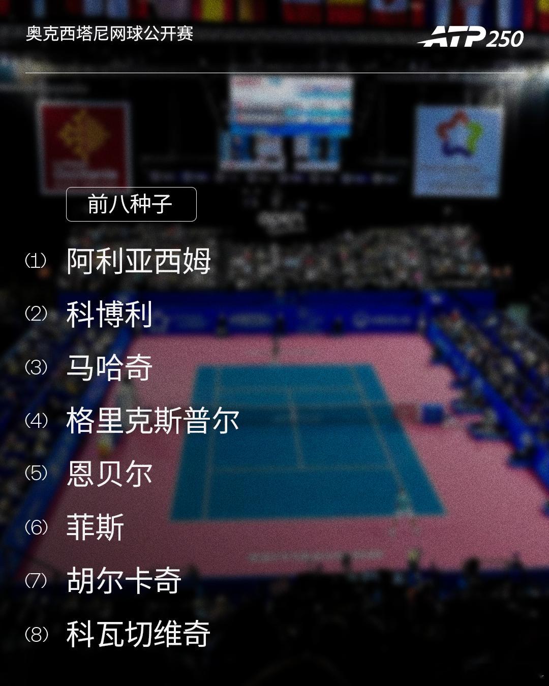 巡回赛不停歇🎾请查收奥克西塔尼网球公开赛男单前八种子✉️网来不息ATPATP2