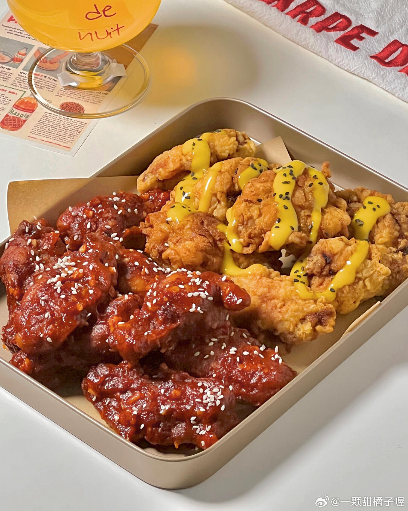 好吃到舔手指🇰🇷自制韩式双拼炸鸡🍗·没想到这个炸鸡做法这么简单！炸好后外皮