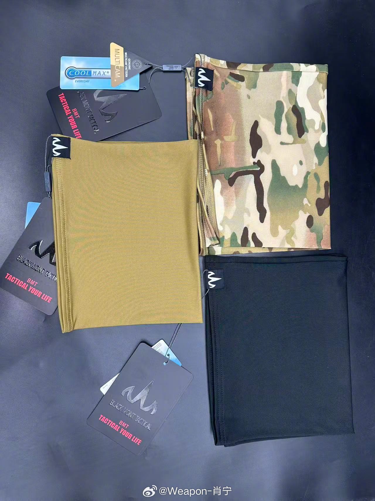 兵器影像 美军军版魔术脖套，速干四面弹面料，有黑色、狼棕和MC迷彩三个颜色，单色