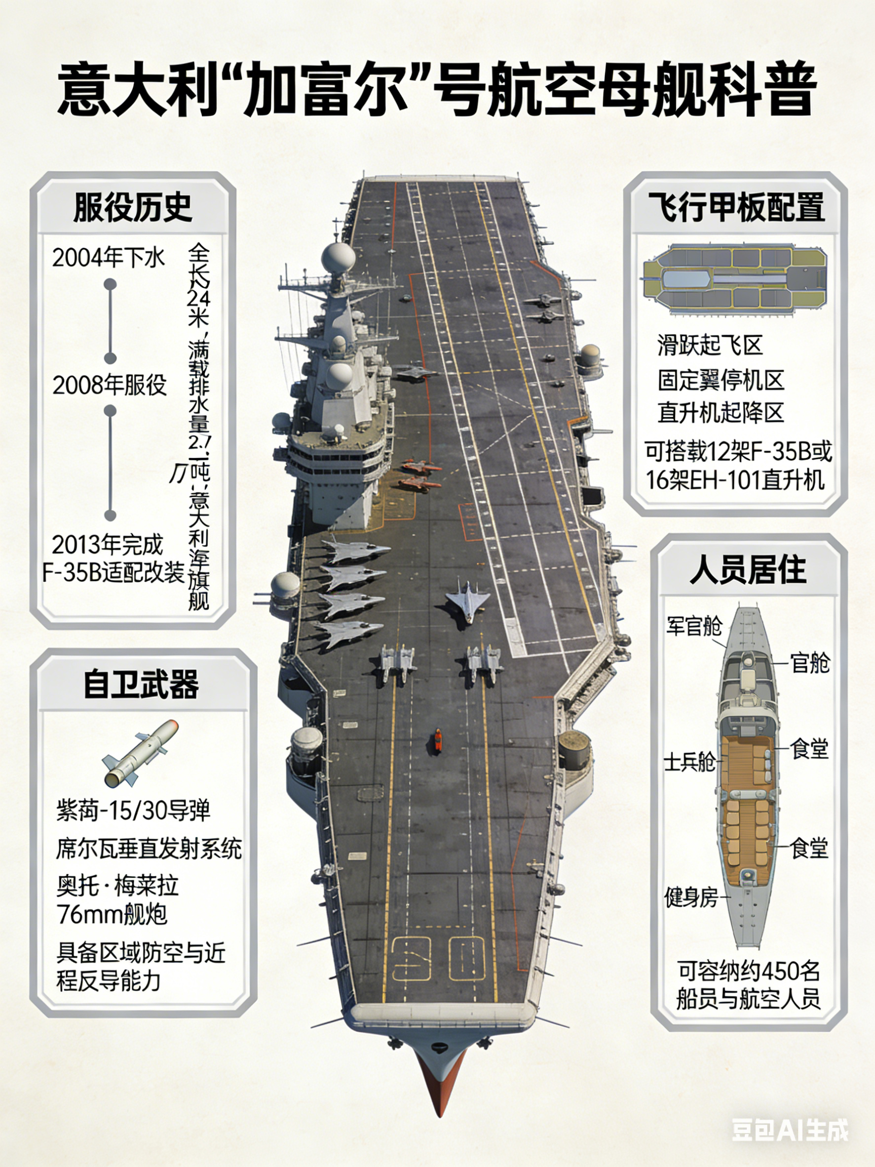军事ai新视野 意大利 “加富尔” 号航空母舰“加富尔”（Cavour）号航空母