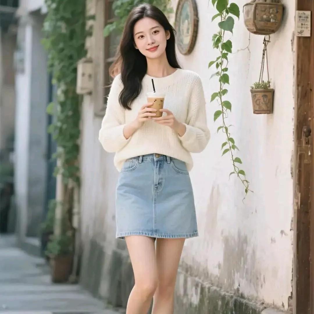 元气少女街拍，一杯咖啡的美好时光咖啡休闲照 街拍美少女穿搭 温柔咖啡写真 休闲咖
