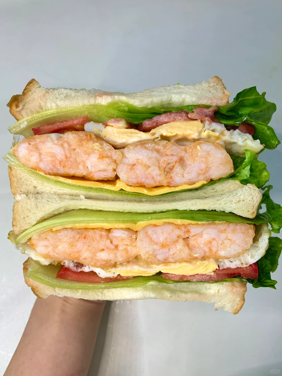 十分钟搞定快手早餐！🥪芝士虾饼三明治