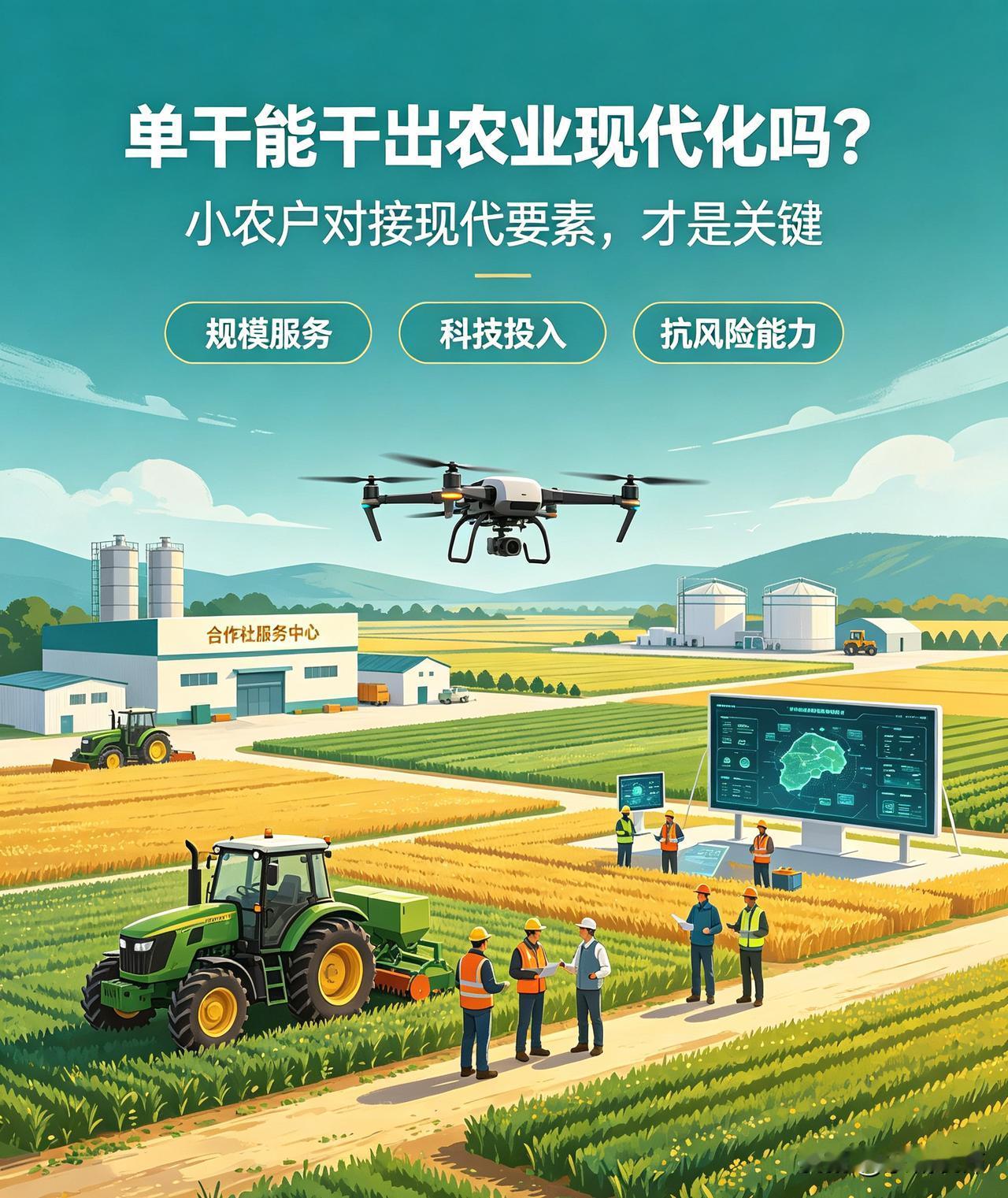 单干能干出农业现代化吗?
单干很难完全实现农业现代化。家庭单干模式灵活性强，适合